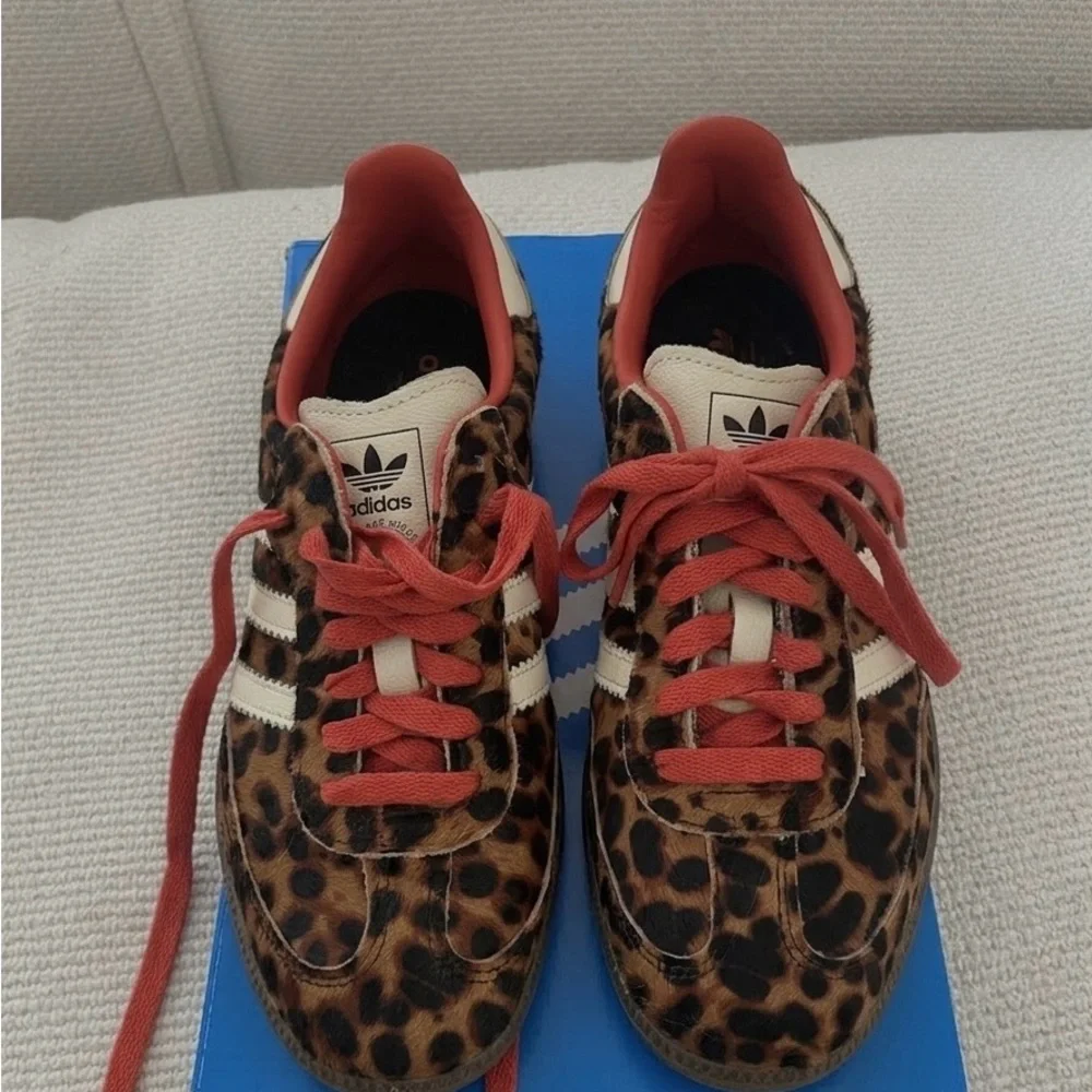 Adidas Samba OG Leopard Sneakers in Dark Brown, Off-White and Orange - Picture 3 of 4